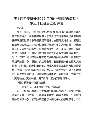 在全市公安机关2026年深化扫黑除恶专项斗争工作推进会上的讲话
