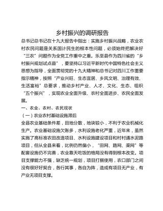 乡村振兴的调研报告