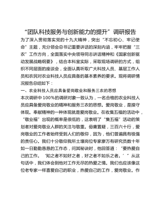 “团队科技服务与创新能力的提升”调研报告