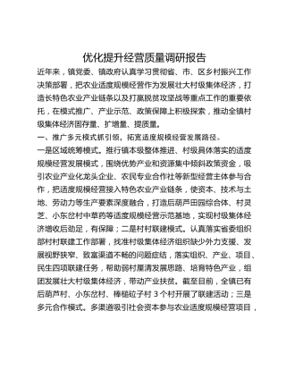 优化提升经营质量调研报告