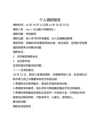 个人调研报告