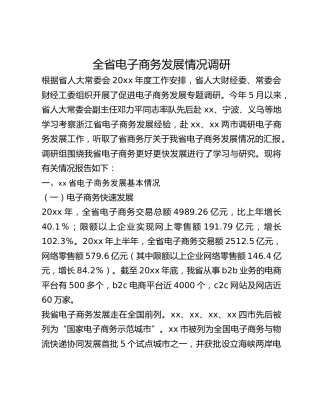全省电子商务发展情况调研