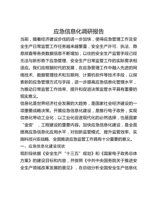 应急信息化调研报告