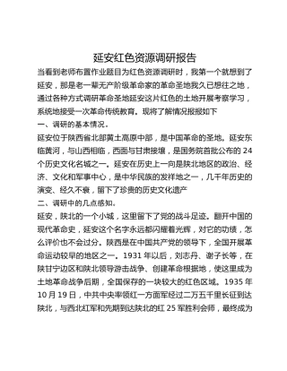 延安红色资源调研报告