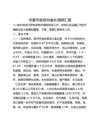 市委市政府向省长调研汇报