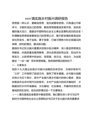 xxx镇实施乡村振兴调研报告