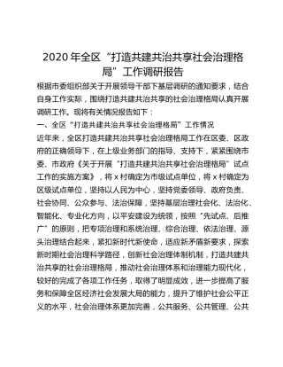 2020年全区“打造共建共治共享社会治理格局”工作调研报告