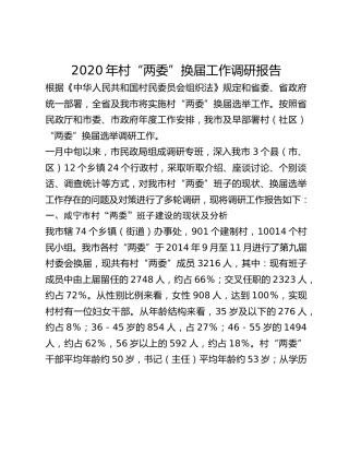 2020年村“两委”换届工作调研报告
