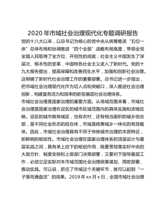 2020年市域社会治理现代化专题调研报告