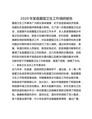 2020年某县爱国卫生工作调研报告