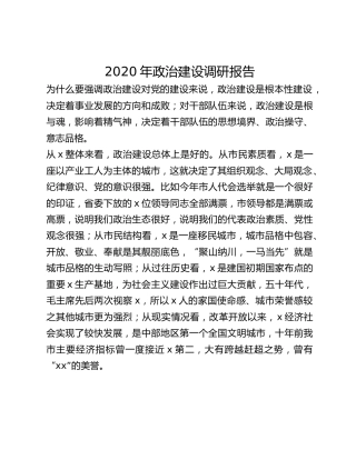 2020年政治建设调研报告