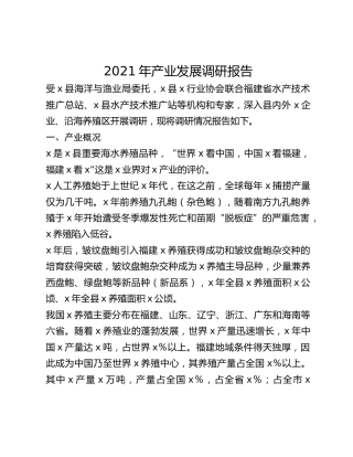 2021年产业发展调研报告