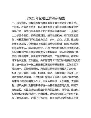 2021年纪委工作调研报告