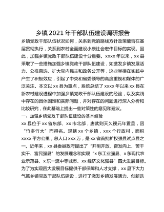 乡镇2021年干部队伍建设调研报告