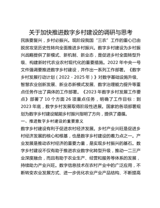 关于加快推进数字乡村建设的调研与思考