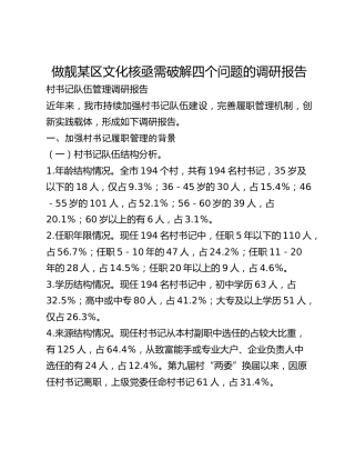 做靓某区文化核亟需破解四个问题的调研报告