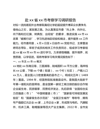 赴xx省xx市考察学习调研报告