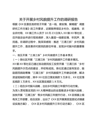 关于开展乡村风貌提升工作的调研报告