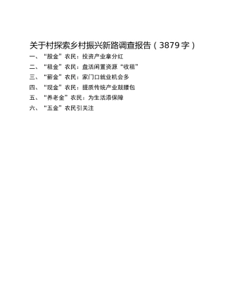 关于村探索乡村振兴新路调查报告(1)