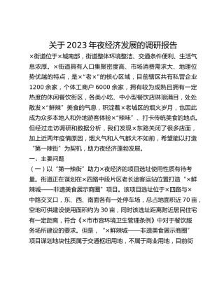 关于2023年夜经济发展的调研报告(1)
