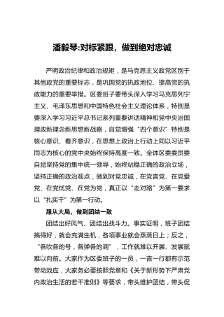 潘毅琴：对标紧跟，做到绝对忠诚
