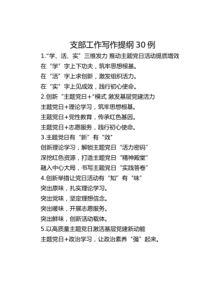 支部工作写作提纲30例（20260904）