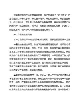 市直单位党支部书记2024年组织生活会“四个带头”对照检查材料_2