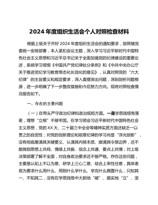 某某社区党委副书记2024年度组织生活会个人对照检查材料