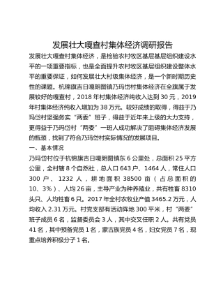 发展壮大嘎查村集体经济调研报告