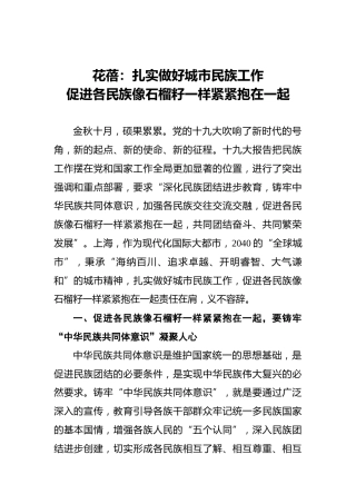 花蓓：扎实做好城市民族工作促进各民族像石榴籽一样紧紧抱在一起