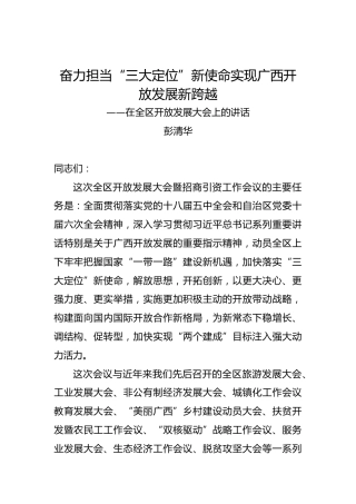 彭清华：在开放发展大会上的讲话