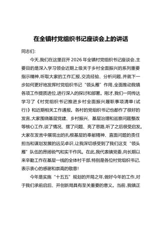在全镇村党组织书记座谈会上的讲话