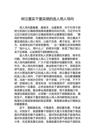 树立重实干重实绩的选人用人导向
