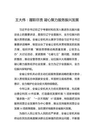 王大伟：履职尽责凝心聚力服务振兴发展