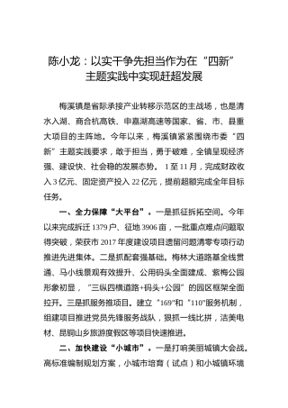 陈小龙：以实干争先担当作为在“四新”主题实践中实现赶超发展