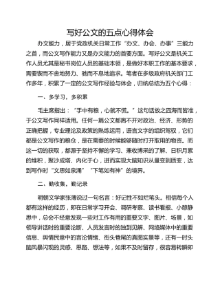 写好公文的五点心得体会