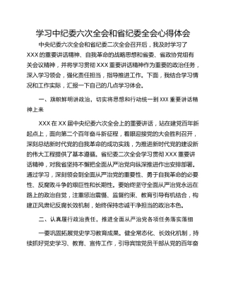 学习中纪委六次全会和省纪委全会心得体会 (2)
