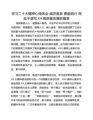 学习二十大精神心得体会-踔厉奋发 勇毅前行 用实干谱写XX高质量发展新篇章