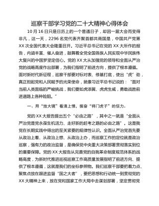巡察干部学习党的二十大精神心得体会
