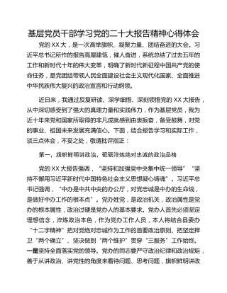 基层党员干部学习党的二十大报告精神心得体会