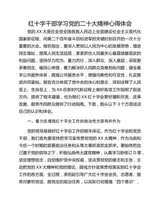 红十字干部学习党的二十大精神心得体会
