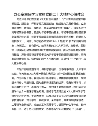 办公室主任学习贯彻党的二十大精神心得体会