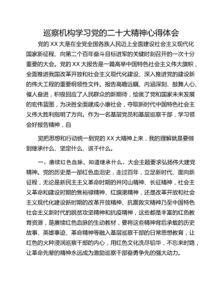巡察机构学习党的二十大精神心得体会