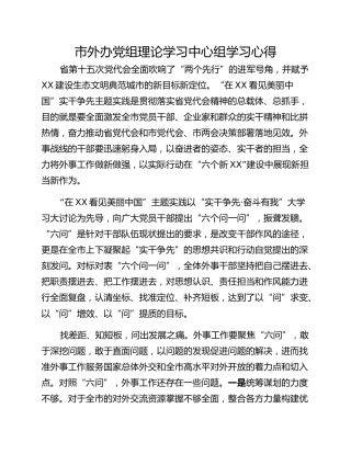 市外办党组理论学习中心组学习心得