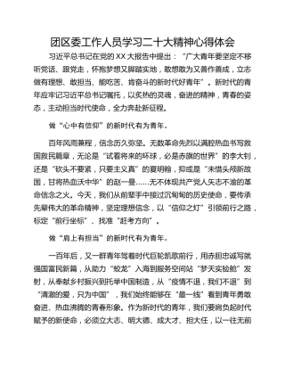 团区委工作人员学习二十大精神心得体会
