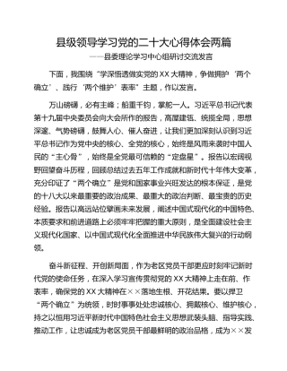 县级领导学习党的二十大心得体会两篇