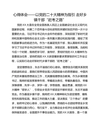 心得体会——以党的二十大精神为指引 走好乡镇干部“赶考之路”
