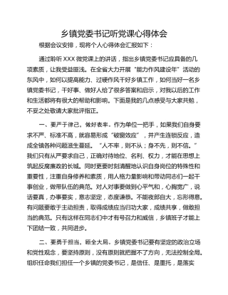 乡镇党委书记听党课心得体会