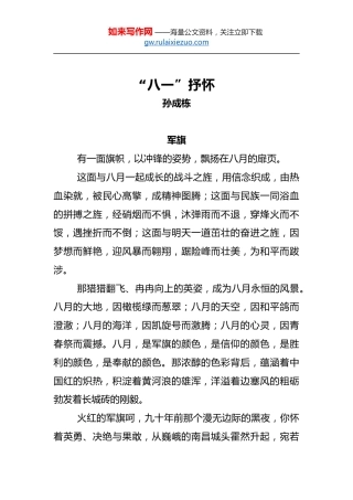 孙成栋：“八一”抒怀