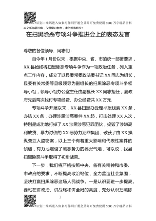 20181004在扫黑除恶专项斗争推进会上的表态发言